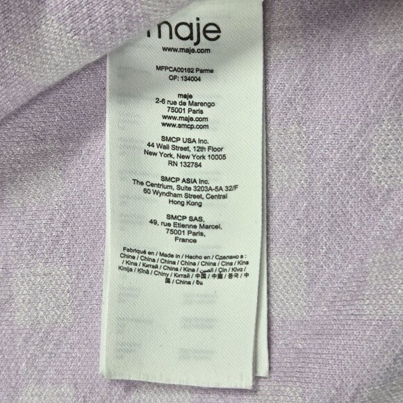 Maje Mystyle Cardigan Size 4 XL Purple White Gingham Check Preppy Sweater - Picture 7 of 14